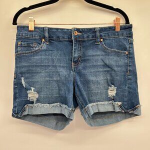 Celebrity Pink Distressed Midi Shorts Size 28